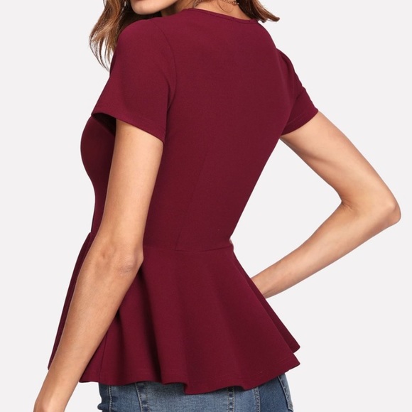 Side Zip Peplum Top - SHEIN - Picture 3 of 7